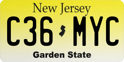 NJ license plate C36MYC