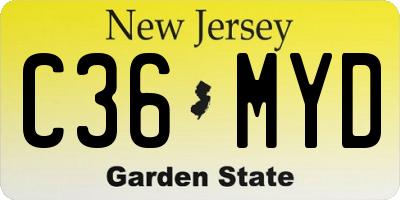 NJ license plate C36MYD