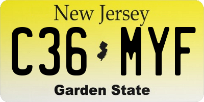 NJ license plate C36MYF