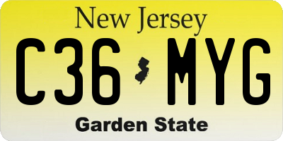 NJ license plate C36MYG