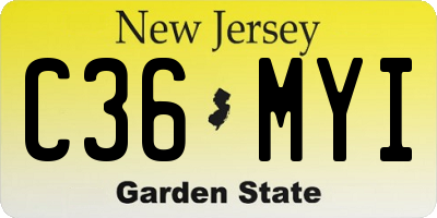 NJ license plate C36MYI