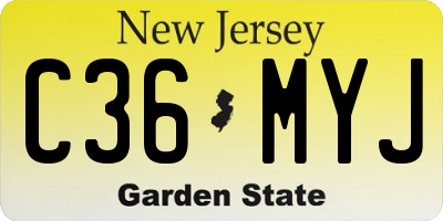 NJ license plate C36MYJ