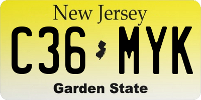 NJ license plate C36MYK