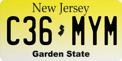NJ license plate C36MYM