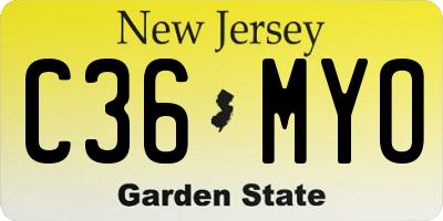 NJ license plate C36MYO
