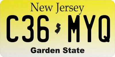 NJ license plate C36MYQ