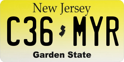 NJ license plate C36MYR