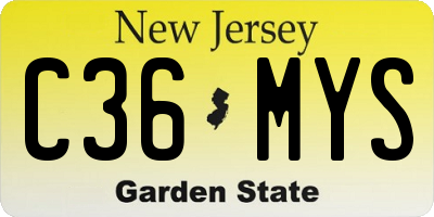 NJ license plate C36MYS