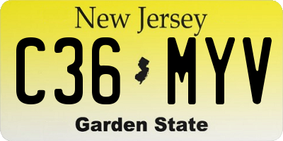 NJ license plate C36MYV