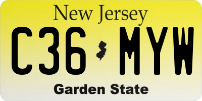 NJ license plate C36MYW