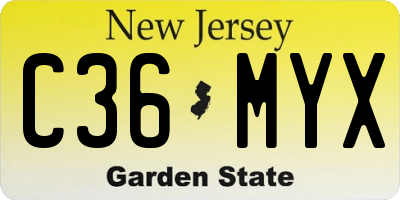 NJ license plate C36MYX