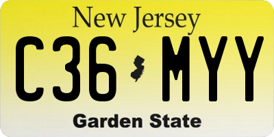 NJ license plate C36MYY