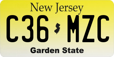 NJ license plate C36MZC