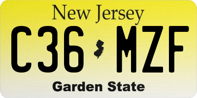 NJ license plate C36MZF