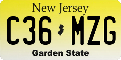 NJ license plate C36MZG