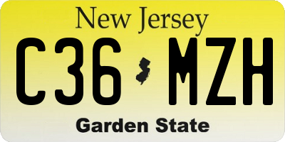 NJ license plate C36MZH
