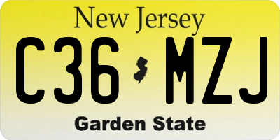 NJ license plate C36MZJ