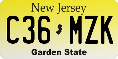 NJ license plate C36MZK