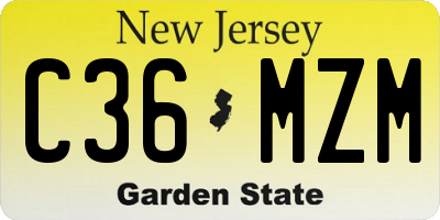 NJ license plate C36MZM