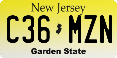 NJ license plate C36MZN