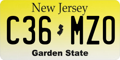 NJ license plate C36MZO