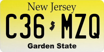 NJ license plate C36MZQ