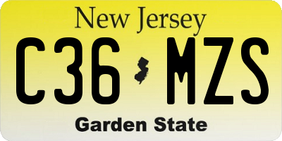 NJ license plate C36MZS