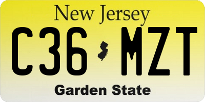 NJ license plate C36MZT