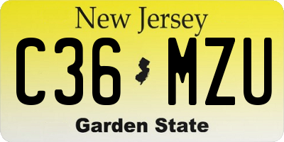 NJ license plate C36MZU