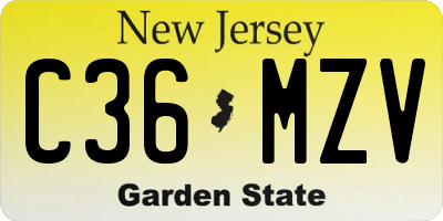 NJ license plate C36MZV
