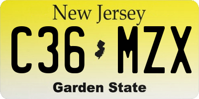 NJ license plate C36MZX