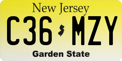 NJ license plate C36MZY