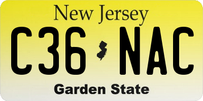 NJ license plate C36NAC