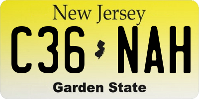 NJ license plate C36NAH