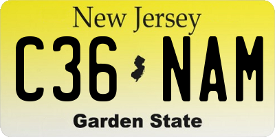 NJ license plate C36NAM