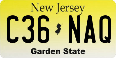 NJ license plate C36NAQ