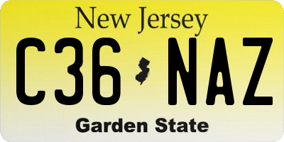NJ license plate C36NAZ