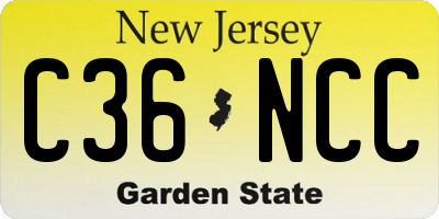 NJ license plate C36NCC