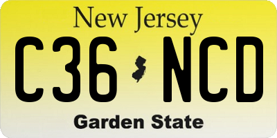 NJ license plate C36NCD