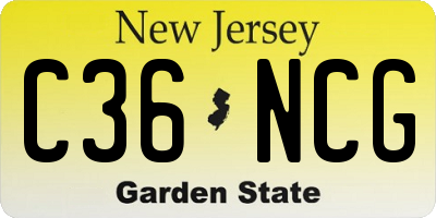 NJ license plate C36NCG