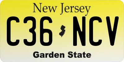 NJ license plate C36NCV