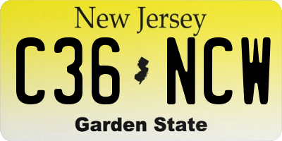 NJ license plate C36NCW