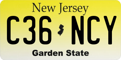 NJ license plate C36NCY
