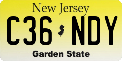 NJ license plate C36NDY