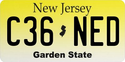 NJ license plate C36NED