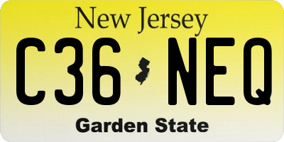 NJ license plate C36NEQ