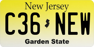 NJ license plate C36NEW