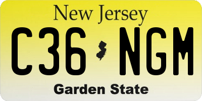 NJ license plate C36NGM