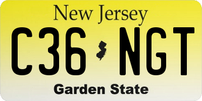 NJ license plate C36NGT