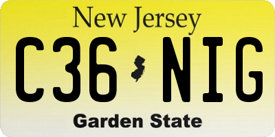 NJ license plate C36NIG